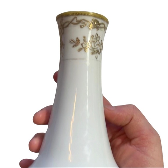 Vintage Antique Noritake Nippon Hand Painted Gold Candlestick Small Flower Vase - Picture 6 of 17